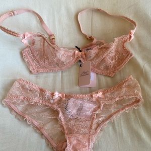 NWT Agent Provocateur Pink Lace Lingerie Set